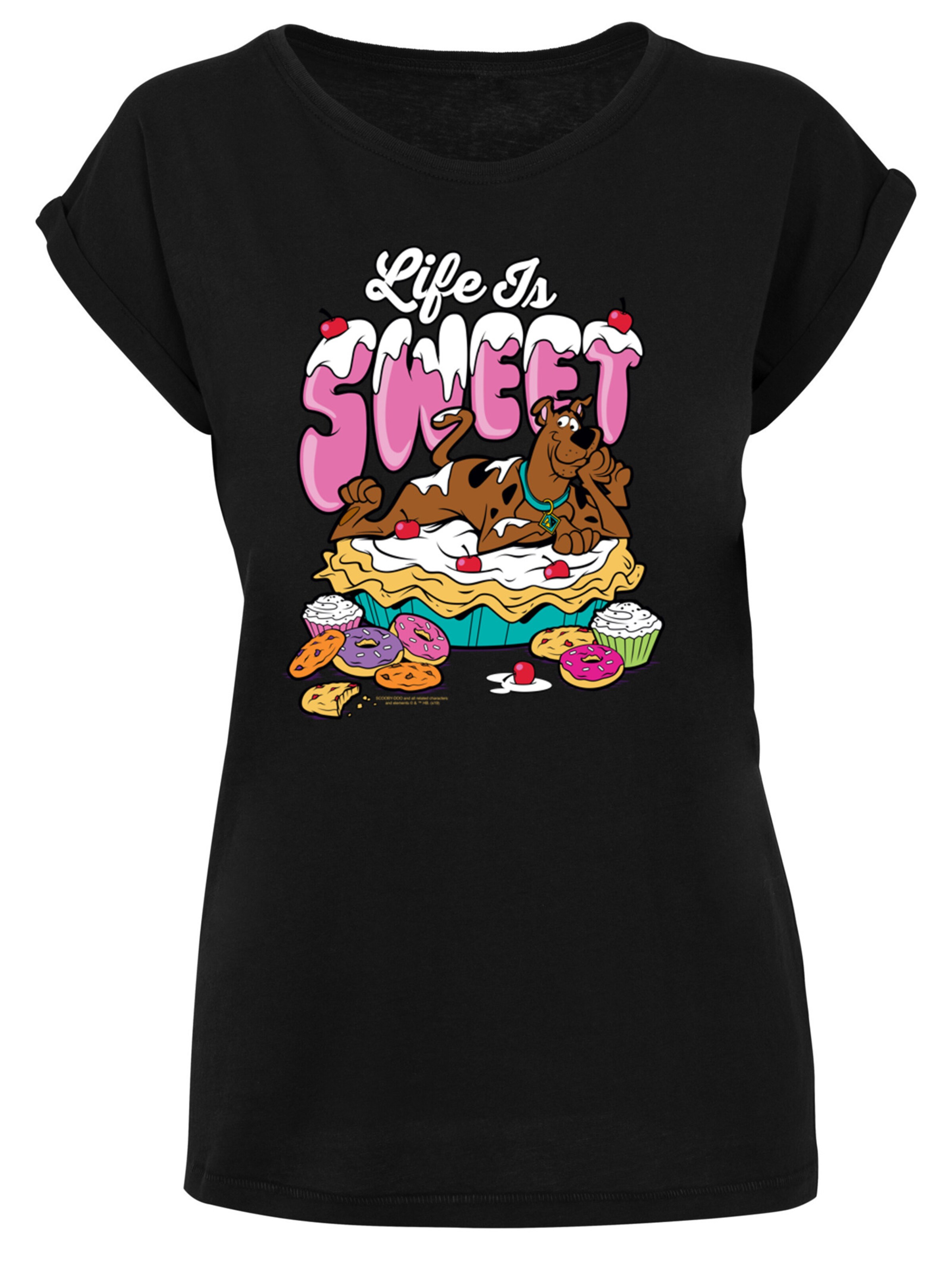 F4NT4STIC Shirt 'Life Is Sweet' in Zwart: voorkant