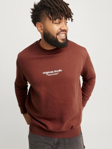 Jack & Jones Plus Sweatshirt 'VESTERBRO' in Braun