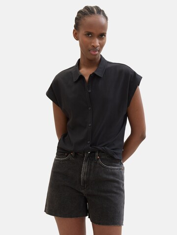 TOM TAILOR DENIM Bluse in Schwarz: predná strana