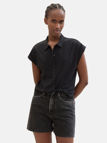 TOM TAILOR DENIM Bluse in Schwarz: predná strana