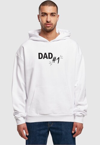 Sweat-shirt 'Fathers Day - Dad Number 1' Merchcode en blanc : devant