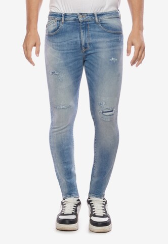 Le Temps Des Cerises Slimfit Jeanshose in Blau: predná strana