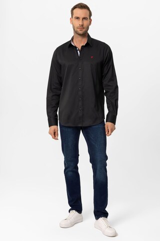 DENIM CULTURE Regular fit Button Up Shirt 'Phil' in Black