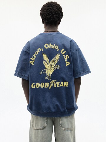 Pull&Bear Тениска 'GOOD YEAR' в синьо: отпред