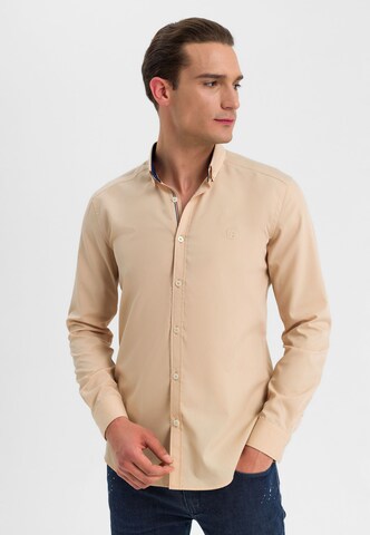 Jimmy Sanders Slim fit Button Up Shirt in Beige: front