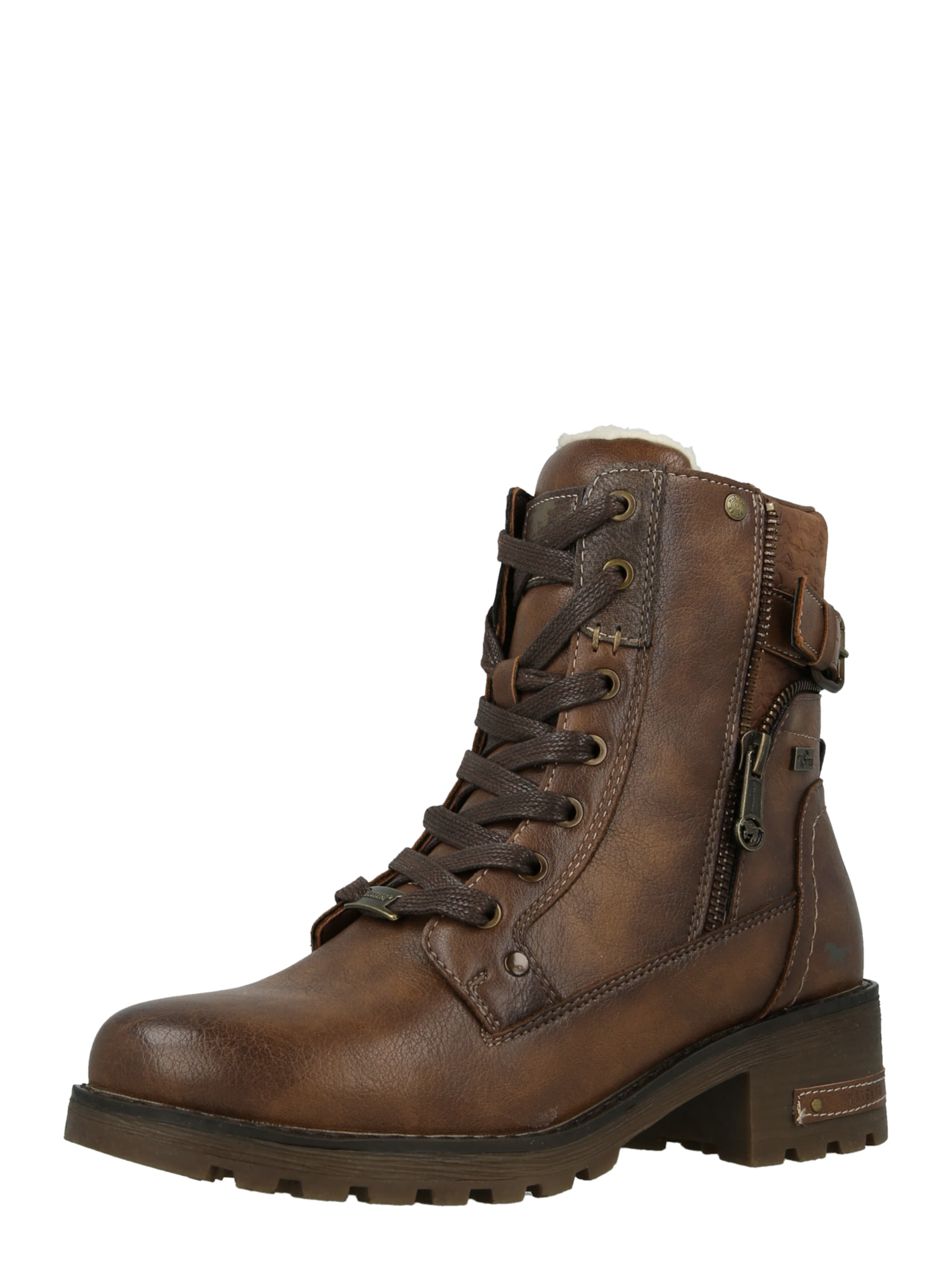 MUSTANG Šněrovací kozačky – hnědá: přední strana