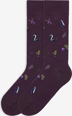 Von Jungfeld Socken 'Herbst Icons' in Lila: Vorderseite