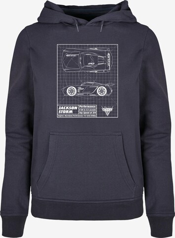 ABSOLUTE CULT Sweatshirt 'Cars -Jackson Storm Blueprint' in Blauw: voorkant