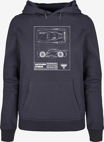 ABSOLUTE CULT Sweatshirt 'Cars -Jackson Storm Blueprint' in Blau: predná strana