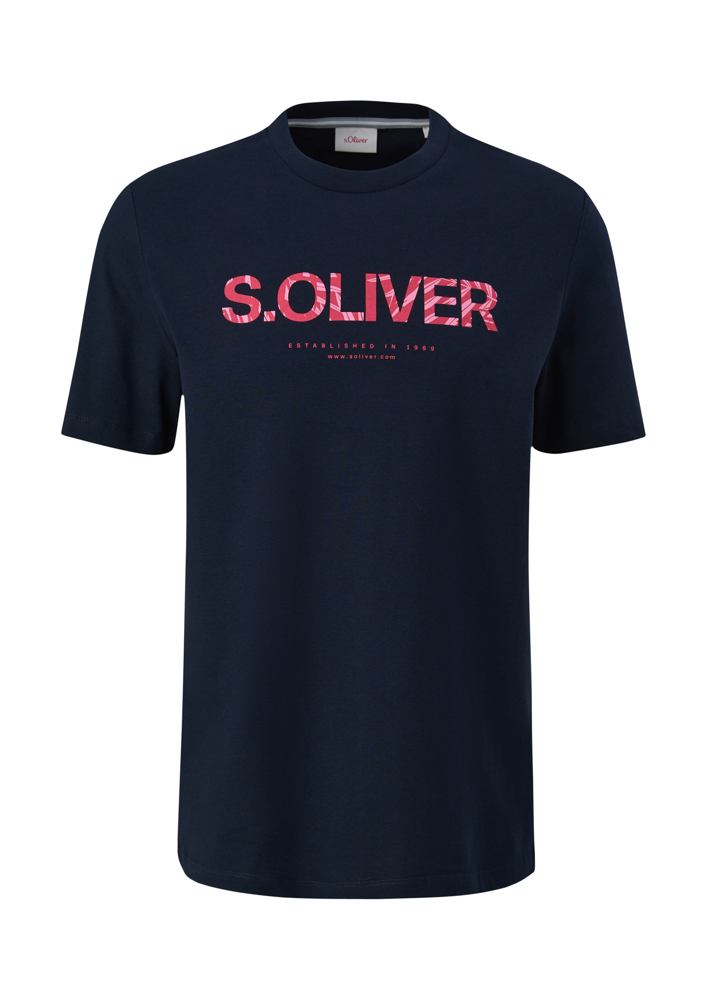 s.Oliver T-Shirt en L en bleu nuit / rose / framboise, Vue avec produit