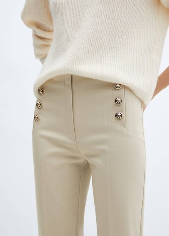 MANGO Slimfit Hose 'Botones' in Beige