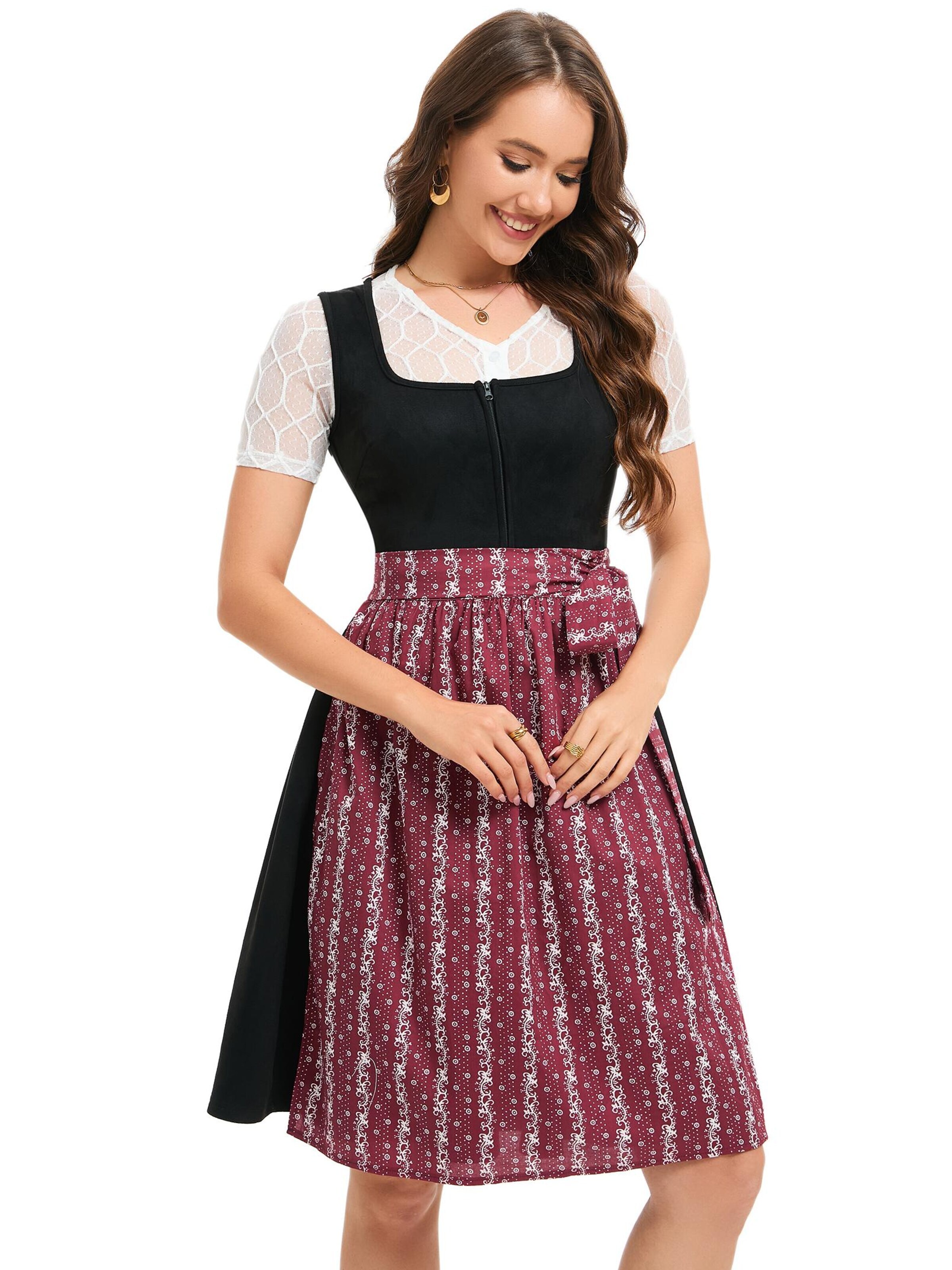KoJooin Sukienka 'Deutsches Dirndlkleid für Damen, bayerisches Oktoberfest, Halloween, Karneval für die Feiertage' w kolorze czarny