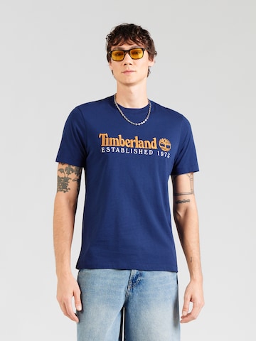 TIMBERLAND Majica 'ESTABLISHED 1973' | modra barva: sprednja stran