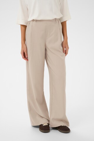Kaffe Wide leg Bandplooibroek 'KAKaren' in Beige: voorkant