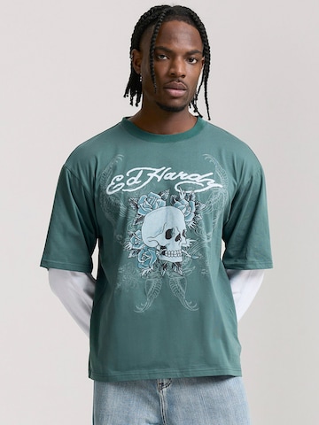 Ed Hardy - Camiseta '1971 Skull' en verde: frente