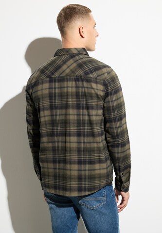 Street One MEN Regular fit Button Up Shirt 'Flanell' in Green
