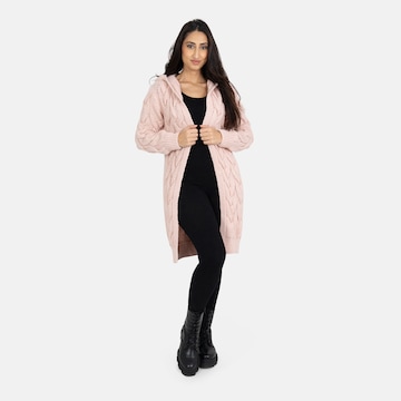 Cappotto in maglia di Elara in rosa: frontale