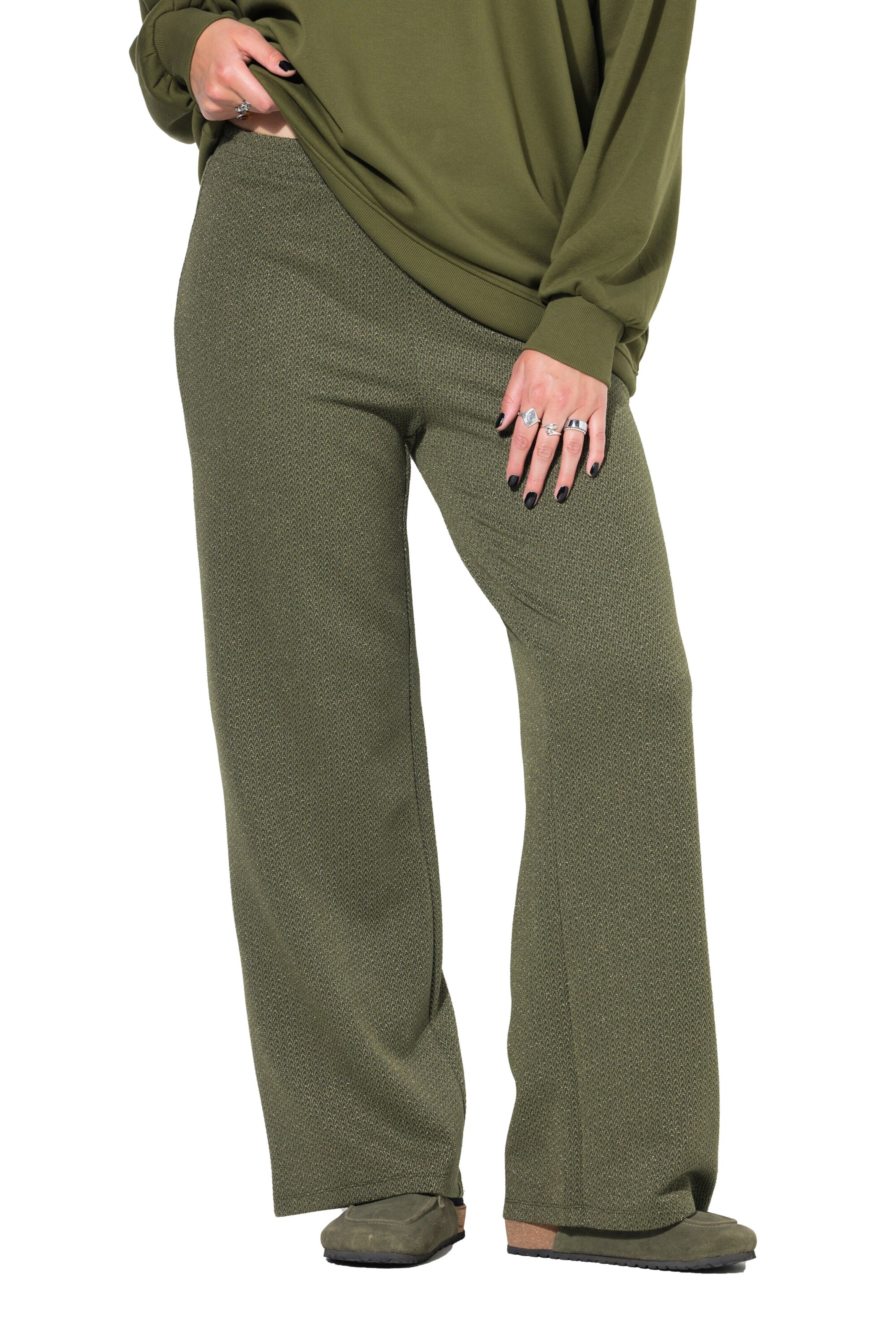 Studio Untold Wide leg Trousers in Green: front