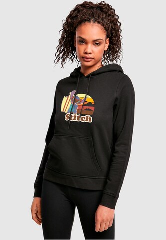 ABSOLUTE CULT Sweatshirt 'Lilo And Stitch - Bitten Surf Board' in Schwarz: predná strana