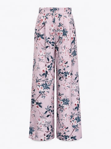 WHITE RVBBIT Wide Leg Bukser med lægfolder 'Orchidee' i pink