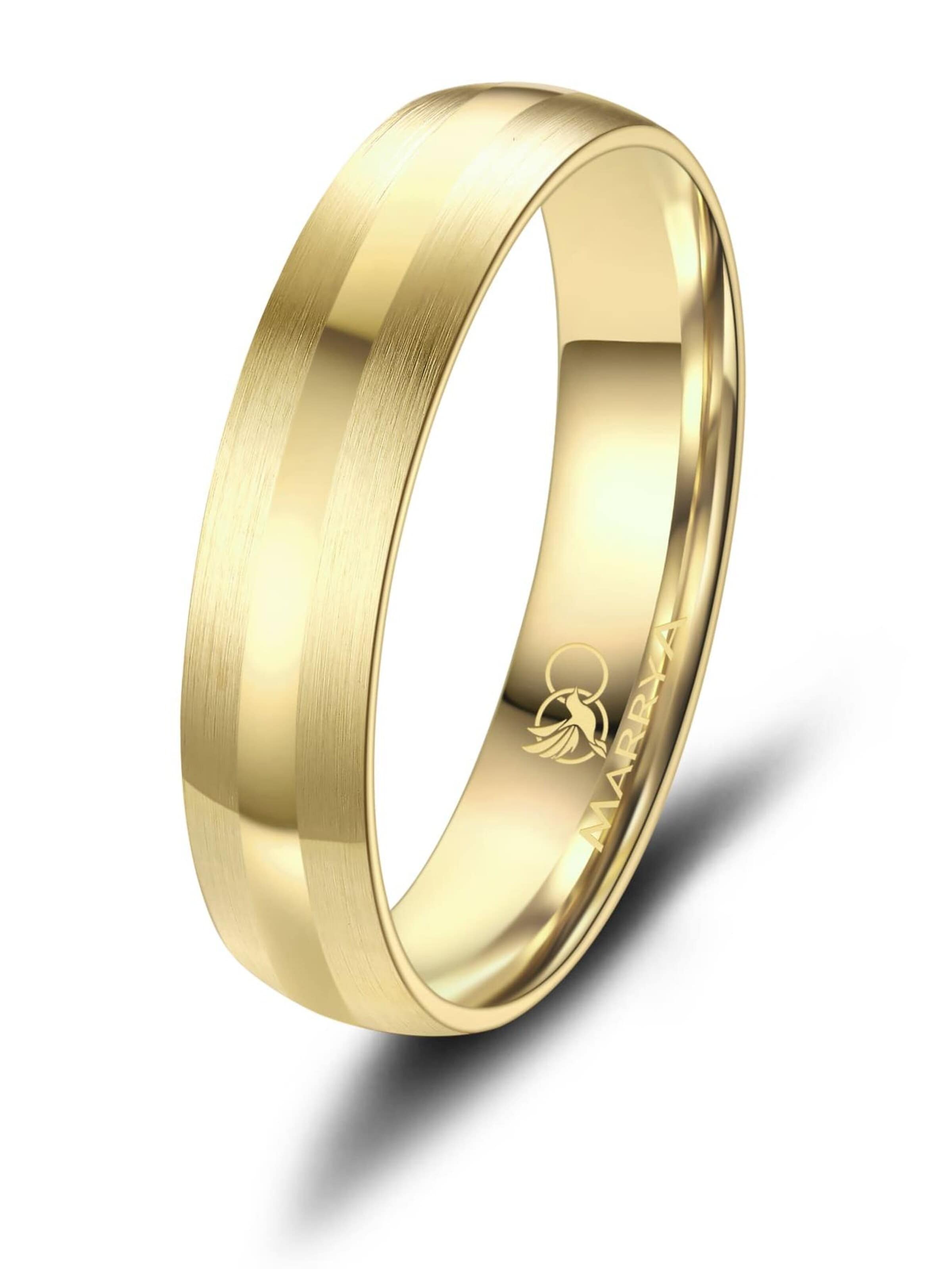 MARRYA Ring 'MARRYA ES-27 Ehering aus Edelstahl - Gold plattiert' i gul