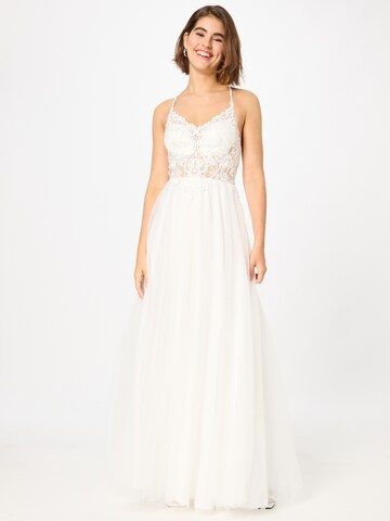 mascara Evening Dress in White: front