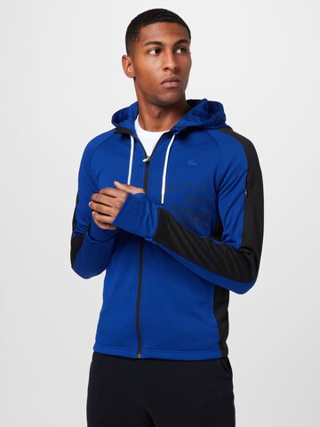 Lacoste Sport Athletic Zip-Up Hoodie in Blue: front