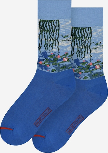 MuseARTa Socken 'Claude Monet - Water Lilies' in kobaltblau / himmelblau / grün / pink, Produktansicht