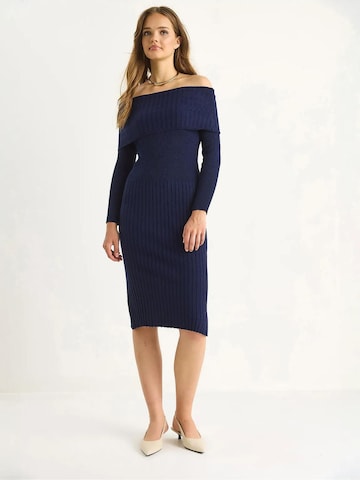 Bianco Lucci Gebreide jurk in Blauw