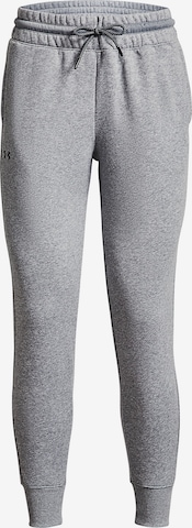 Effilé Pantalon de sport 'Rival' UNDER ARMOUR en gris : devant