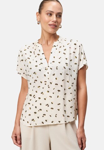 zero Bluse mit Blätterdruck in Weiß: Vorderseite