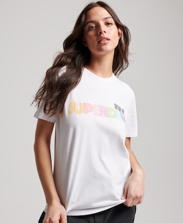 T-shirt 'Vintage Retro Rainbow' Superdry en blanc : devant