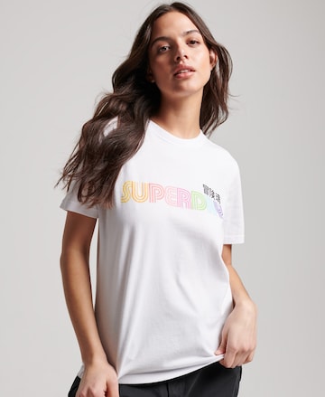 Superdry Skjorte 'Vintage Retro Rainbow' i hvit: forside