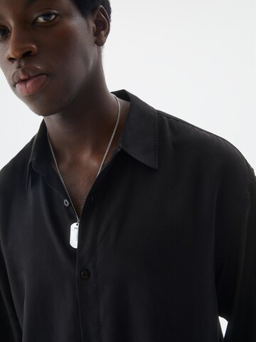 Pull&Bear Regular fit Button Up Shirt in Black