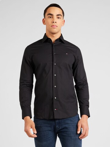 TOMMY HILFIGER - Ajuste regular Camisa de negocios 'FLEX' en negro: frente