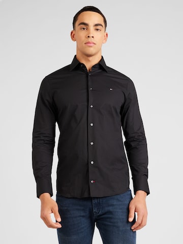 TOMMY HILFIGER Regular fit Business Shirt 'FLEX' in Black: front