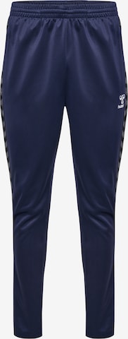 Hummel Tapered Workout Pants in Blue: front