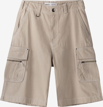 Pantalon cargo Bershka en beige : devant