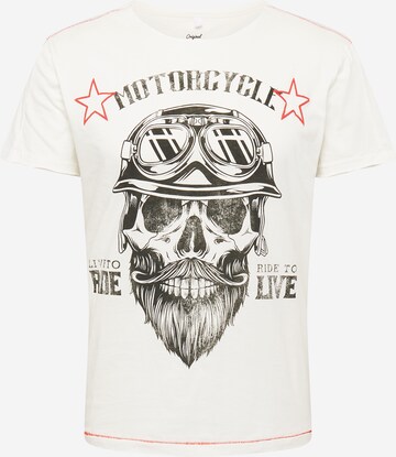 Key Largo - Camisa 'BEARDED BIKER' em branco: frente