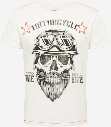 Key Largo T-Shirt  'BEARDED BIKER' in Weiß: predná strana