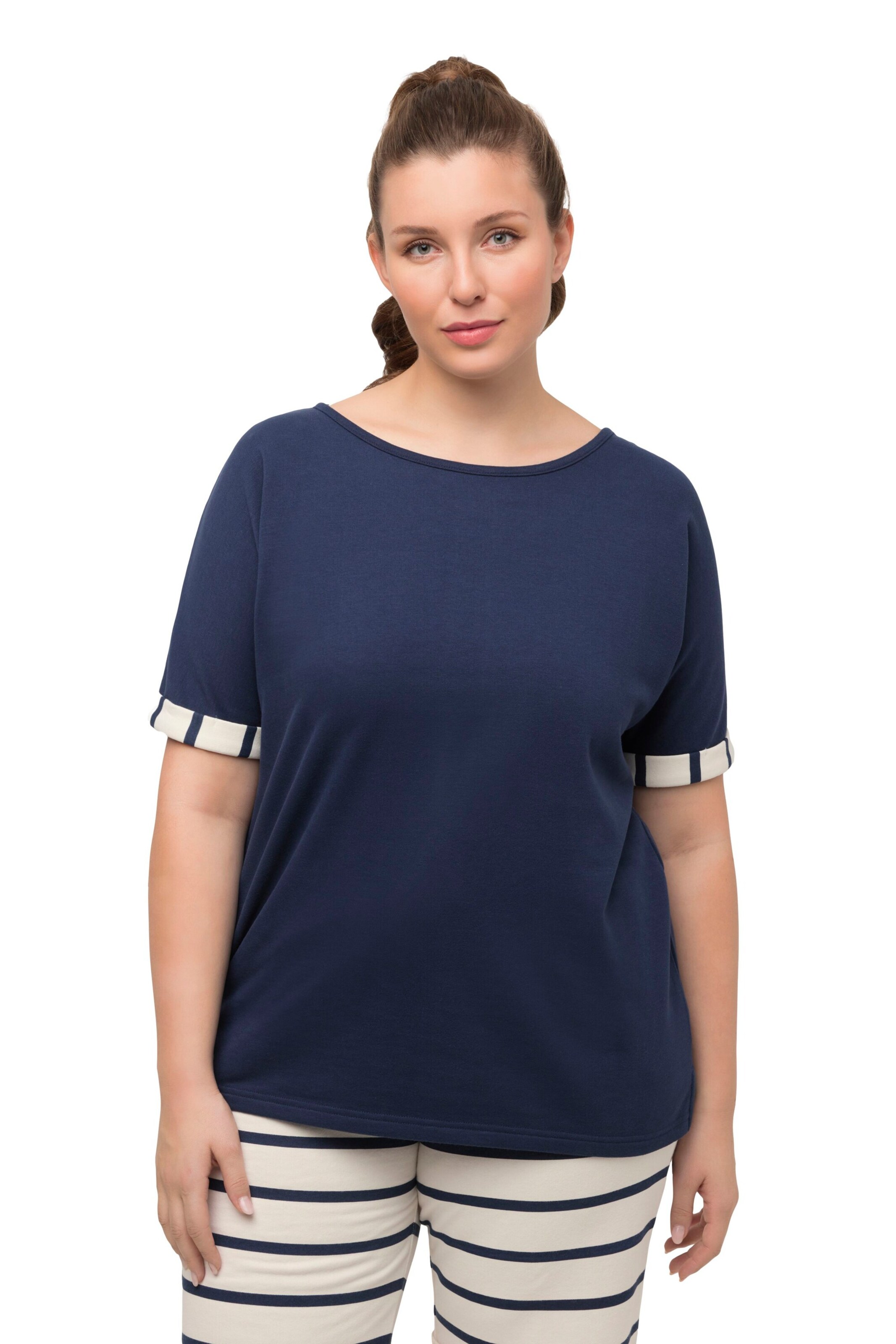 T-shirt Ulla Popken en bleu : devant