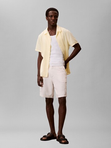 Calvin Klein Regular Button Up Shirt in Yellow