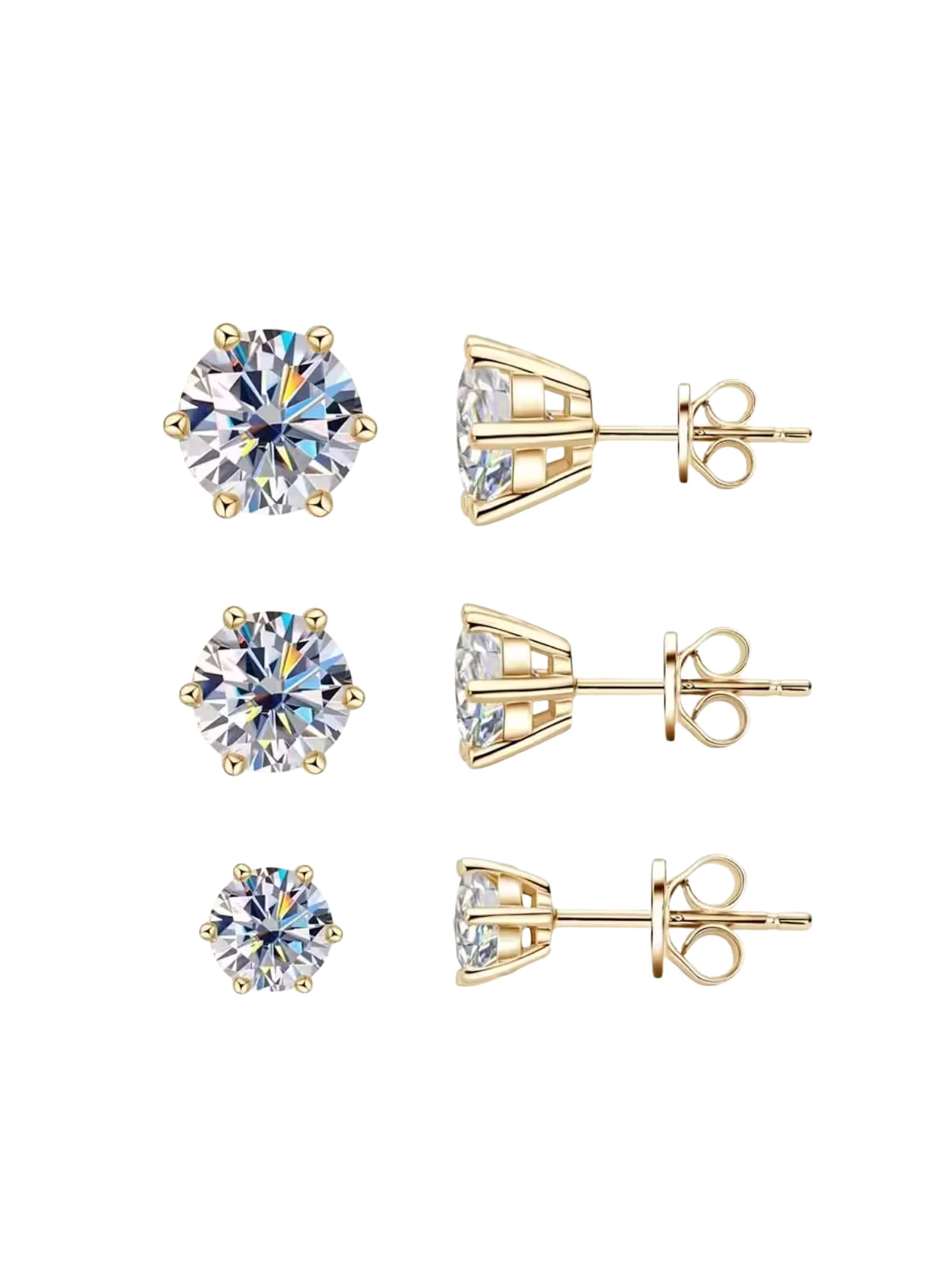 ROUGEMONT Jewellery Earrings 'Funkelnde Zirkonia  Ohrstecker 825 Sterling Silber 6mm' in Gold: front