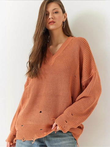 Bianco Lucci Oversized trui in Bruin