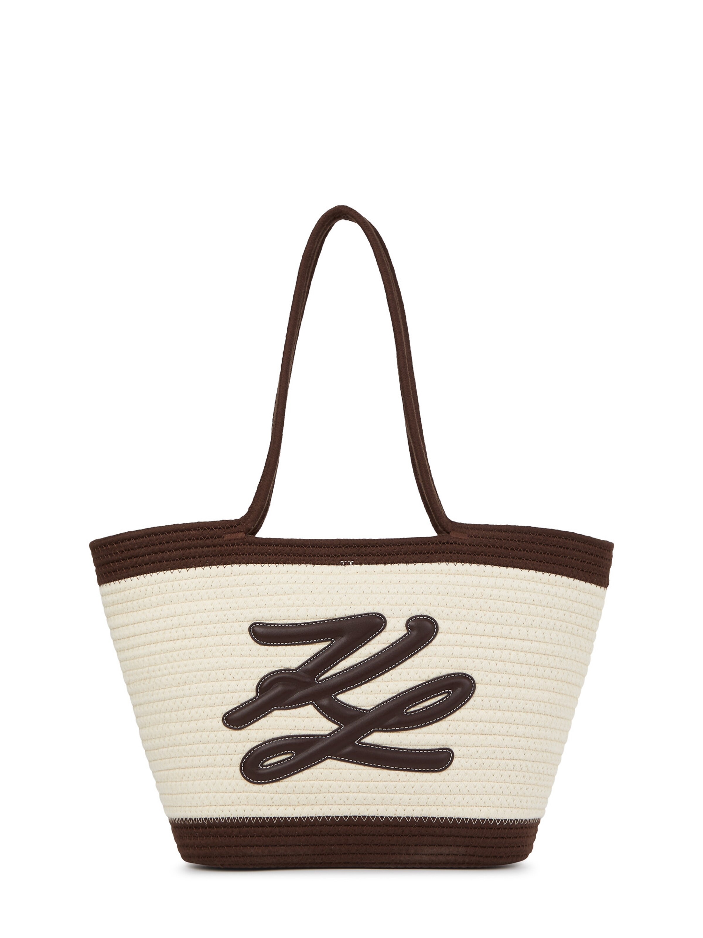 Geantă de plajă Karl Lagerfeld pe fildeş / maro închis, Vizualizare produs