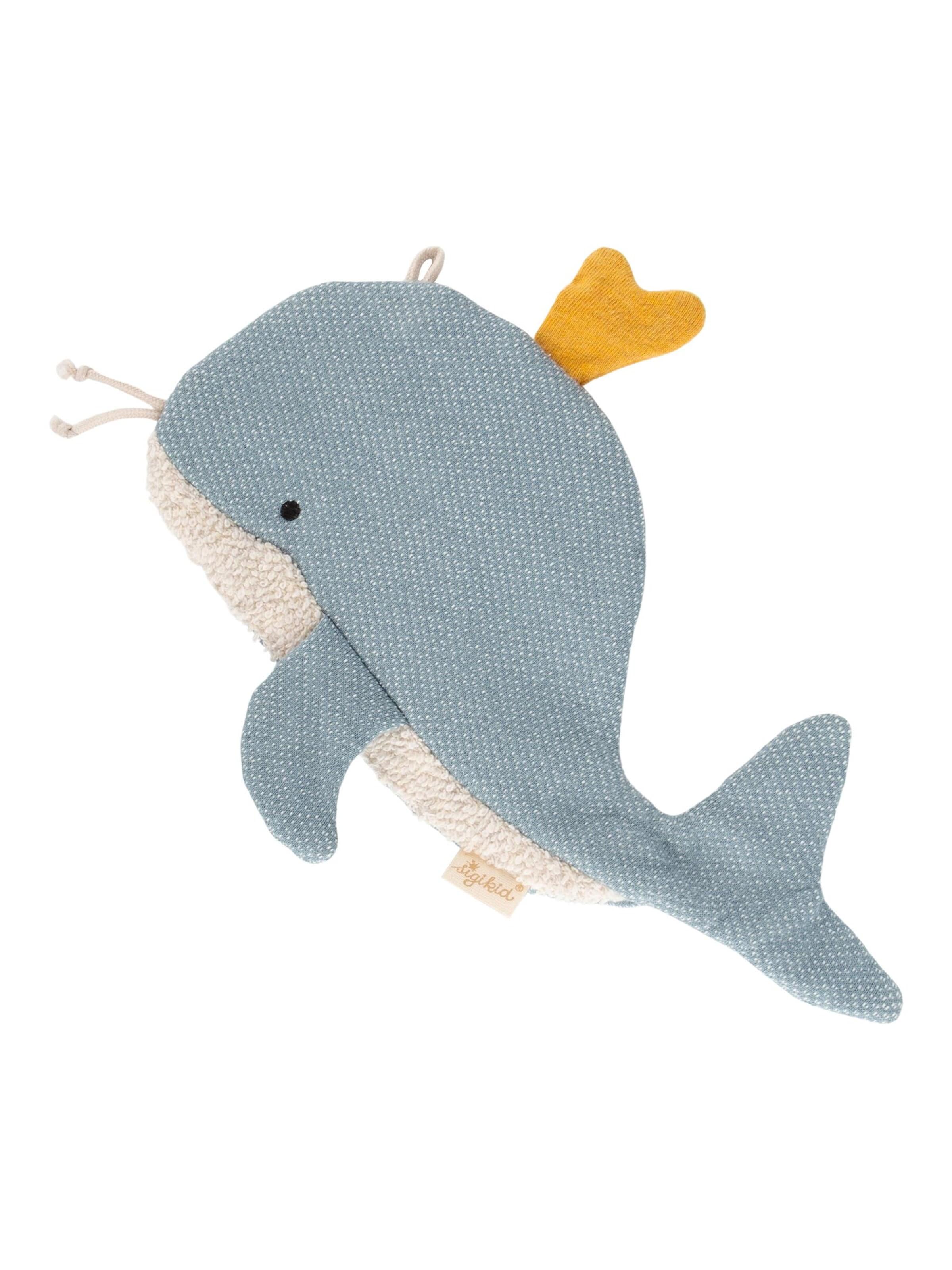 SIGIKID Stuffed animals 'Knistertuch Wal 7 senses' in Blue: front