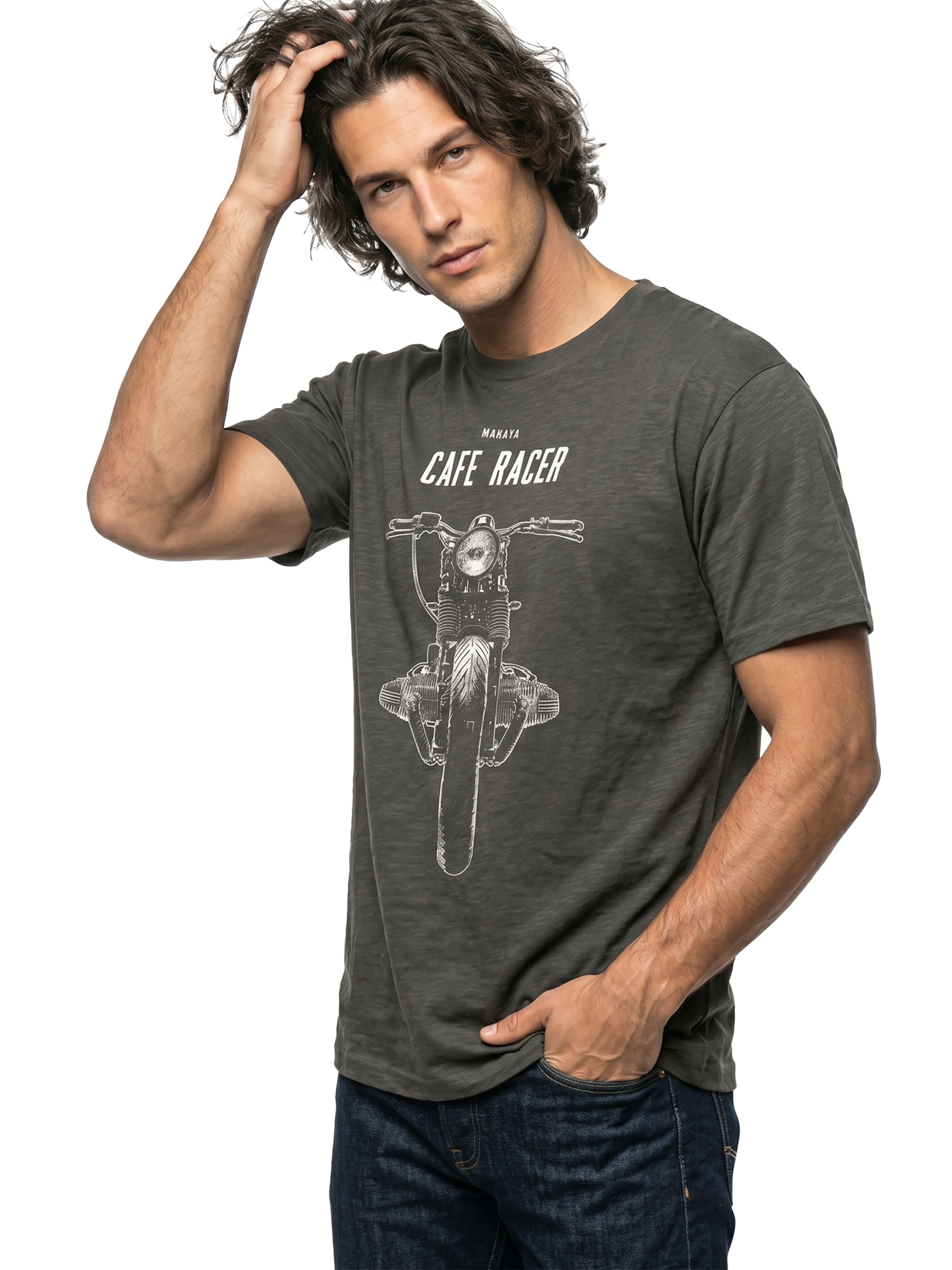 MAKAYA Shirt 'Cafe Racer' in Grey