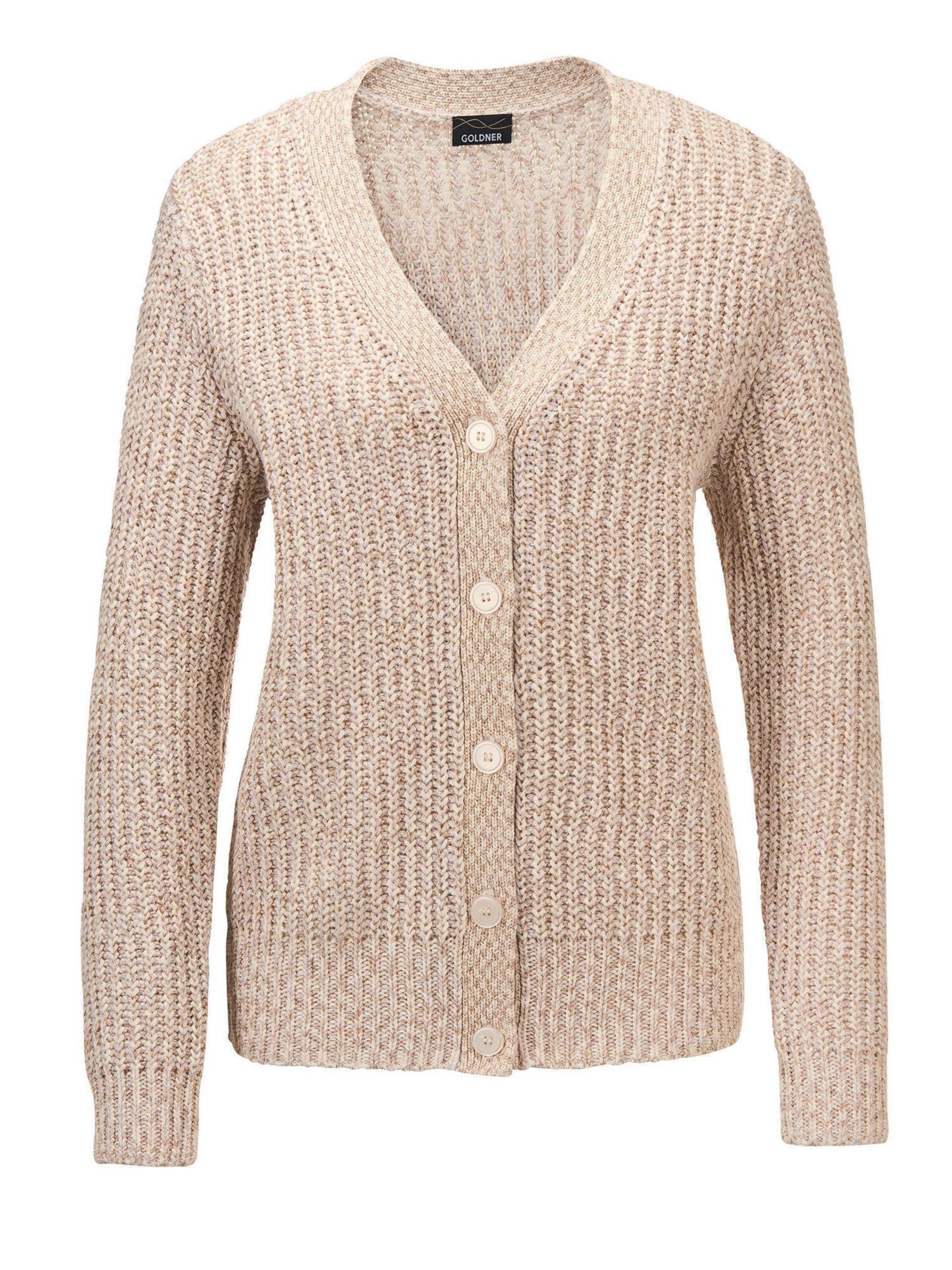 Goldner Strickjacke in Beige: Vorderseite