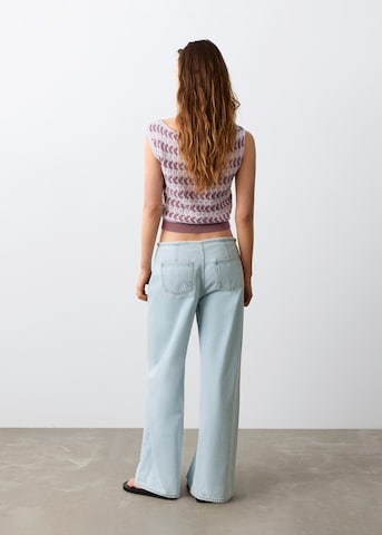 MANGO TEEN Wide Leg Jeans 'Bow' in Blau