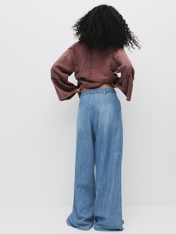 Wide leg Jeans con pieghe di Pull&Bear in blu